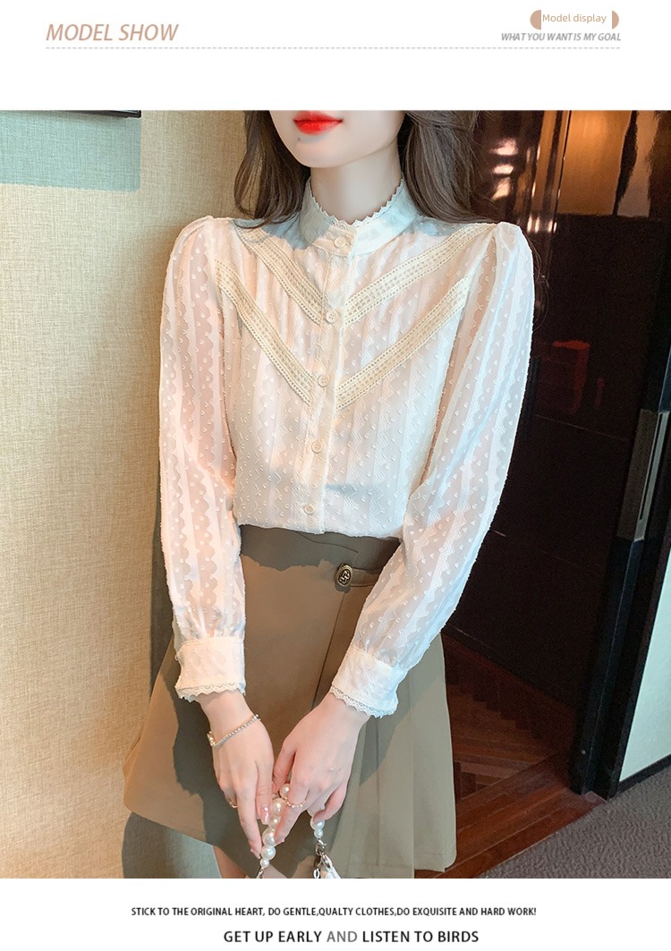 Little fragrance fashion Foreign style jacket Lace Chiffon shirt
