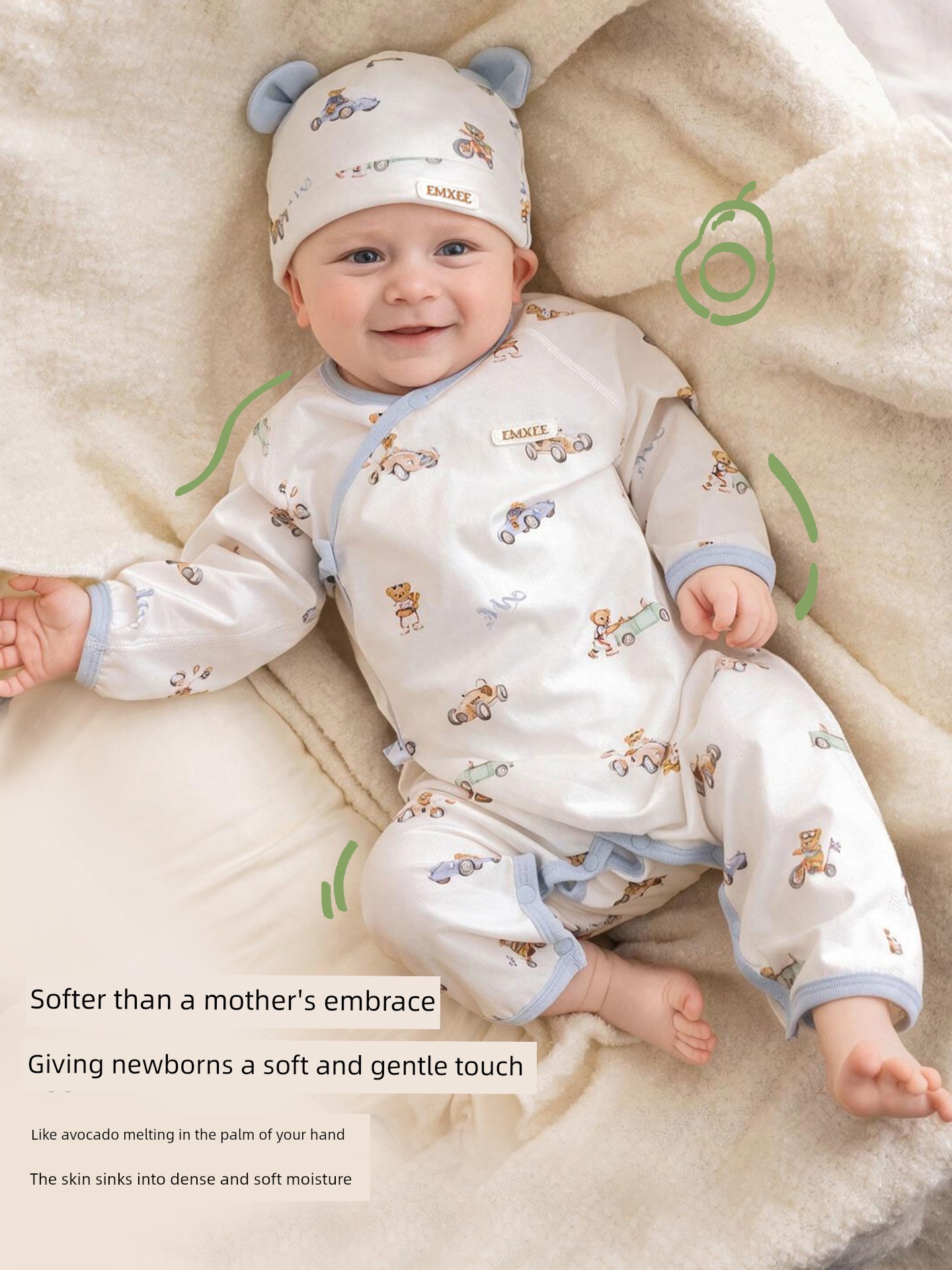 Qianxi Avocado Pure Cotton Autumn and Winter Baby Jumpsuit