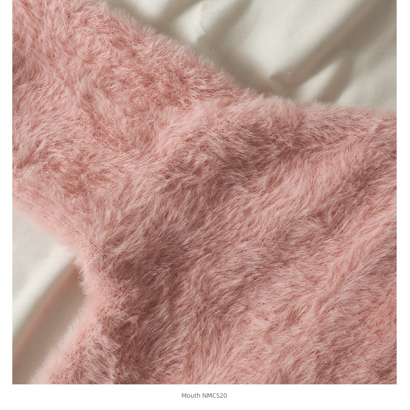 loose coat female Sweet  Plush Solid color No buckle Cardigan