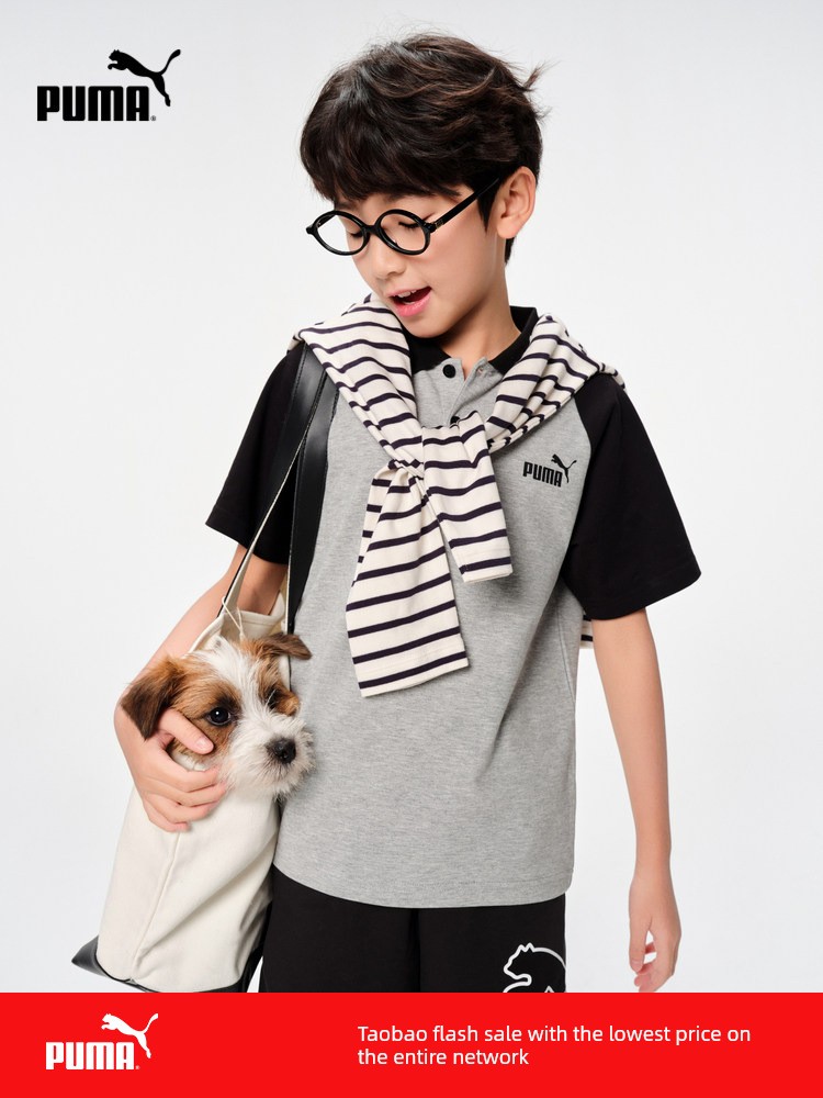Puma Official Children's Clothing New Summer Short-Sleeved T-Shirt Polo Shirt Fashionable Lapel Sports Top