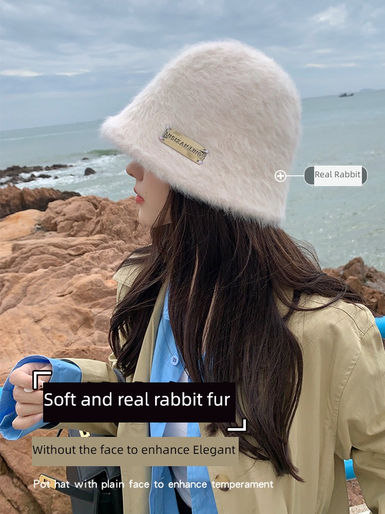 Internet celebrity female Autumn and winter Versatile face without makeup veil Fisherman hat