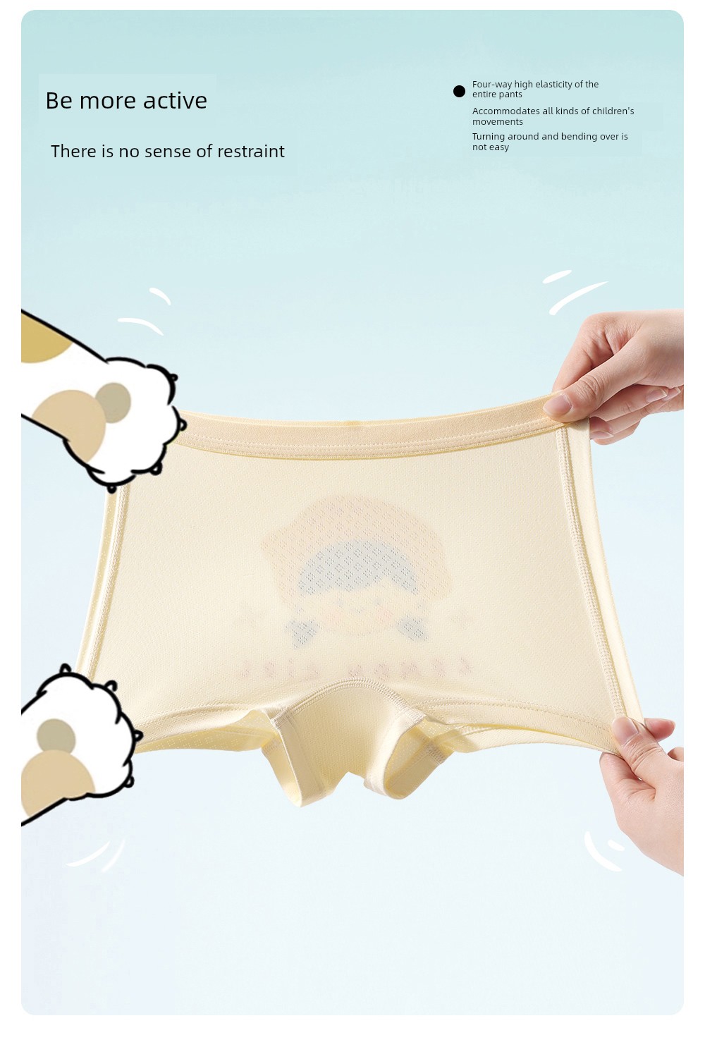 Beitais [Mianmianbing] Children's Underwear Summer Ice Silk Breathable Girls' Toddler and Older Children's Mulberry Silk Boxer Shorts — 18