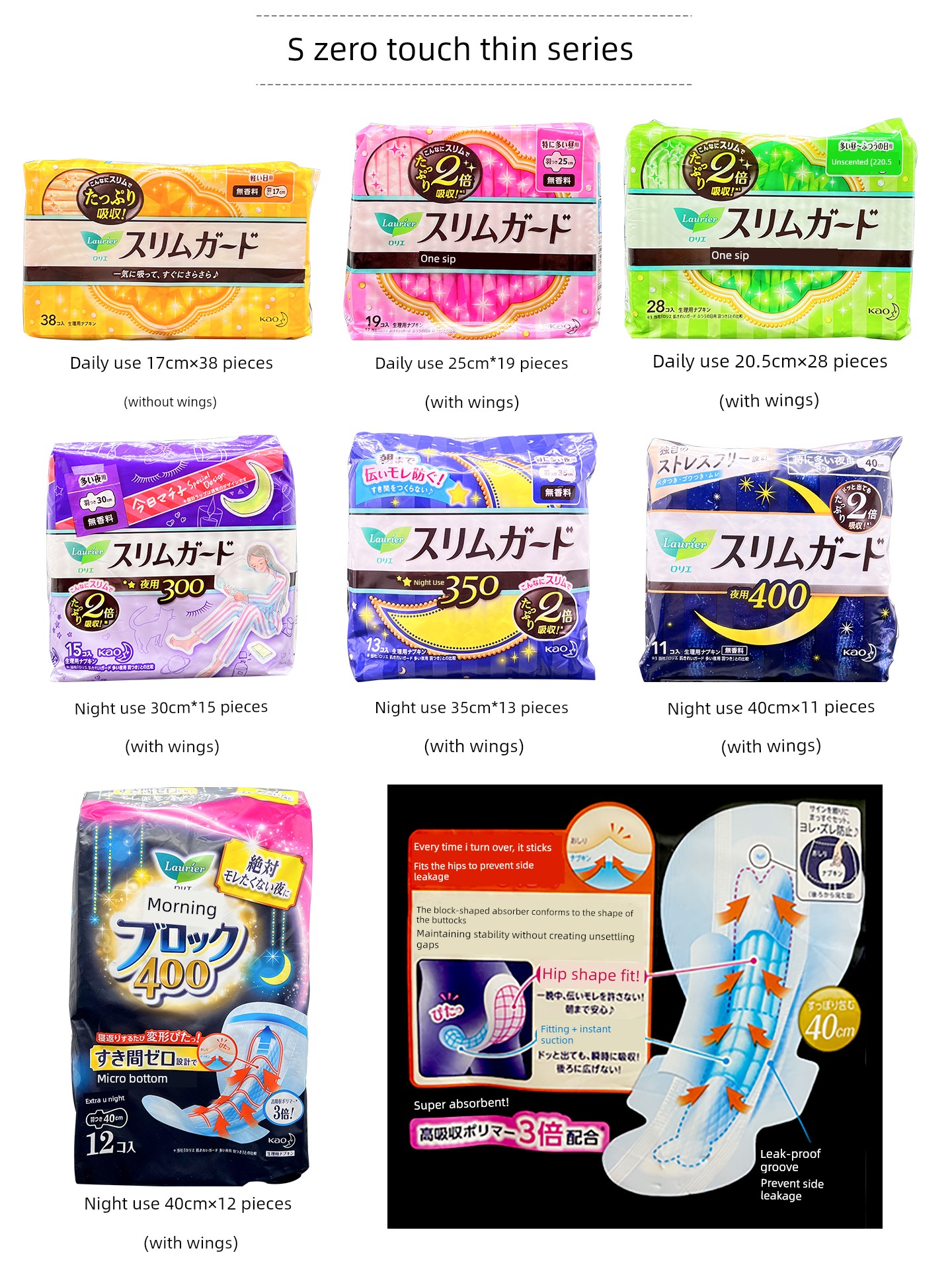 Kao Japan Sanitary Napkins, Day and Night Use, Cotton Soft, Skin-Friendly, Dry, Ultra-Thin, Breathable, Period Comfort Pants — 2
