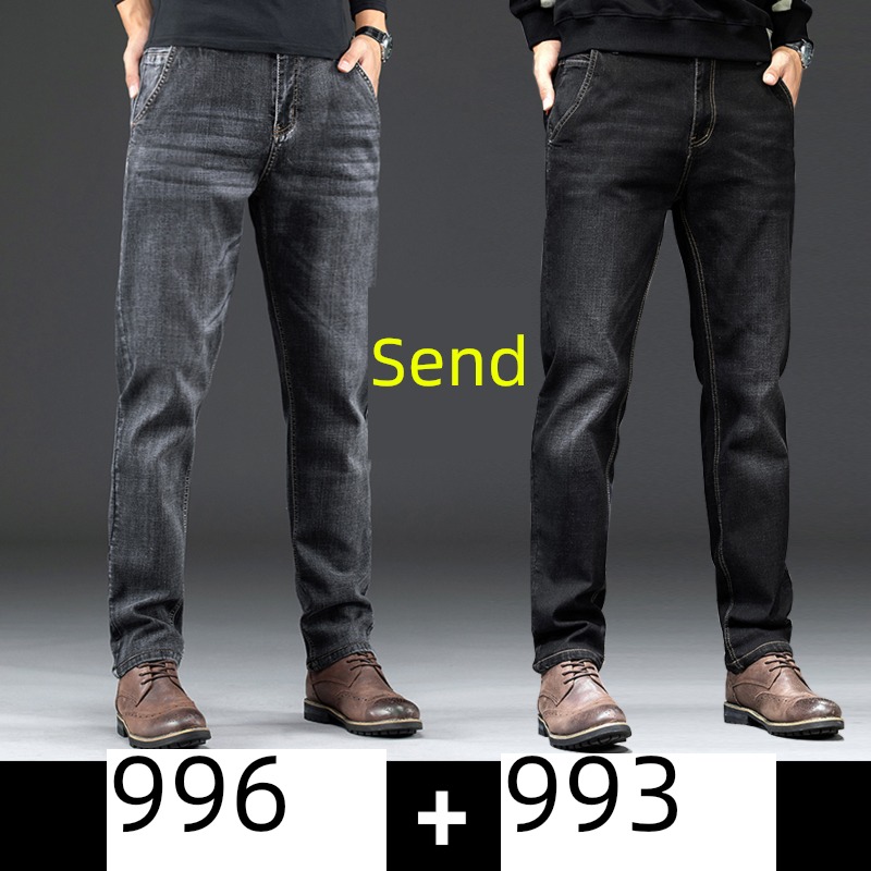 easy Straight cylinder winter middle age Big size Plush Jeans