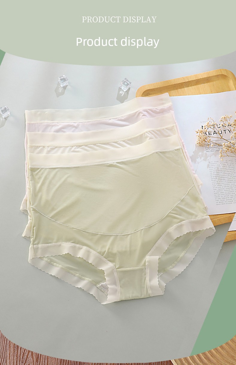 High Waist Belly Support Special Cotton Crotch Ice Silk Pregnant Women's Underpants — 16