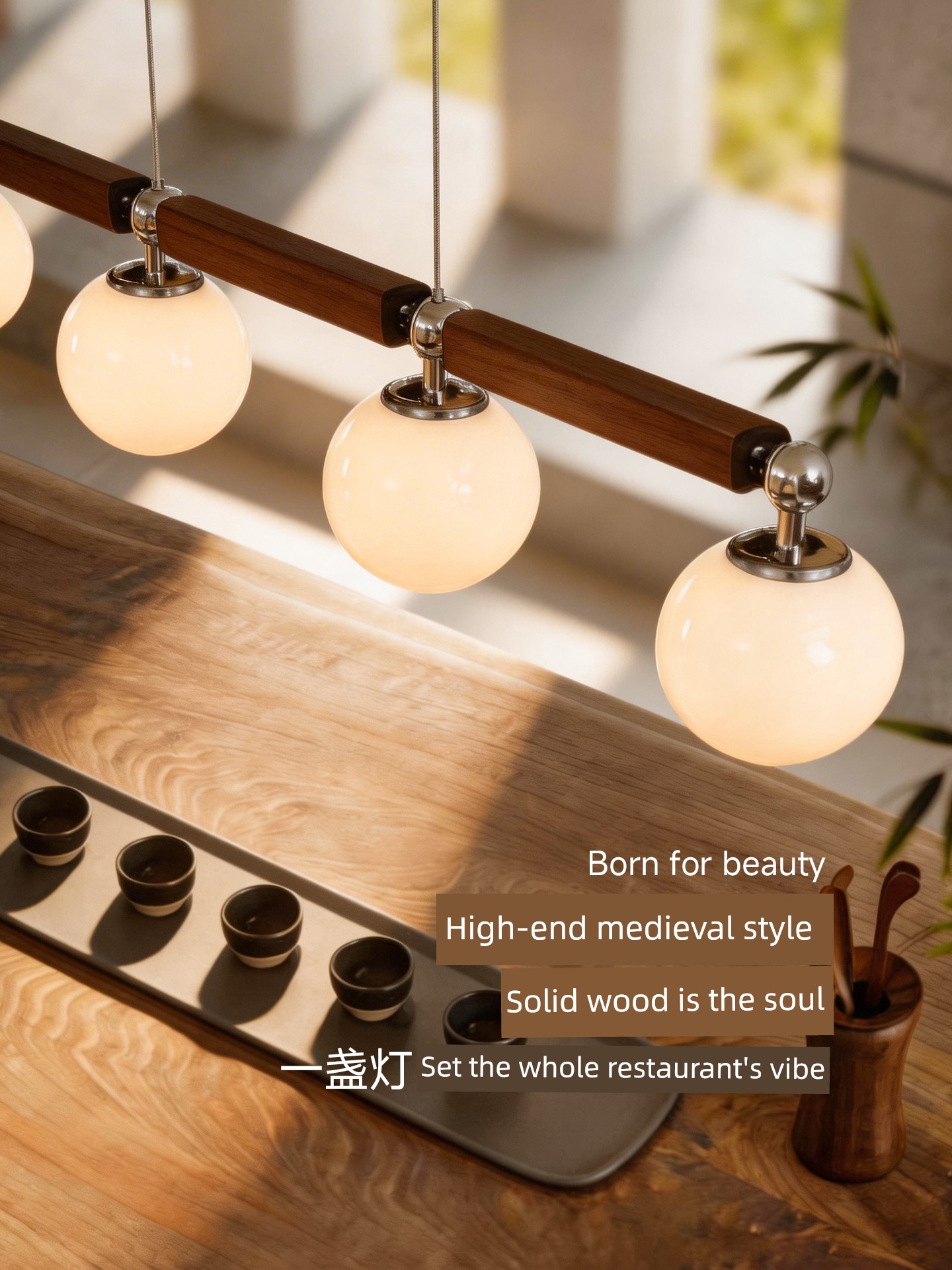Aoduo Mid-Century Style Restaurant Chandelier 2026 New French Retro Dining Table Lamp Long Strip Island Table High-End Lighting Fixtures