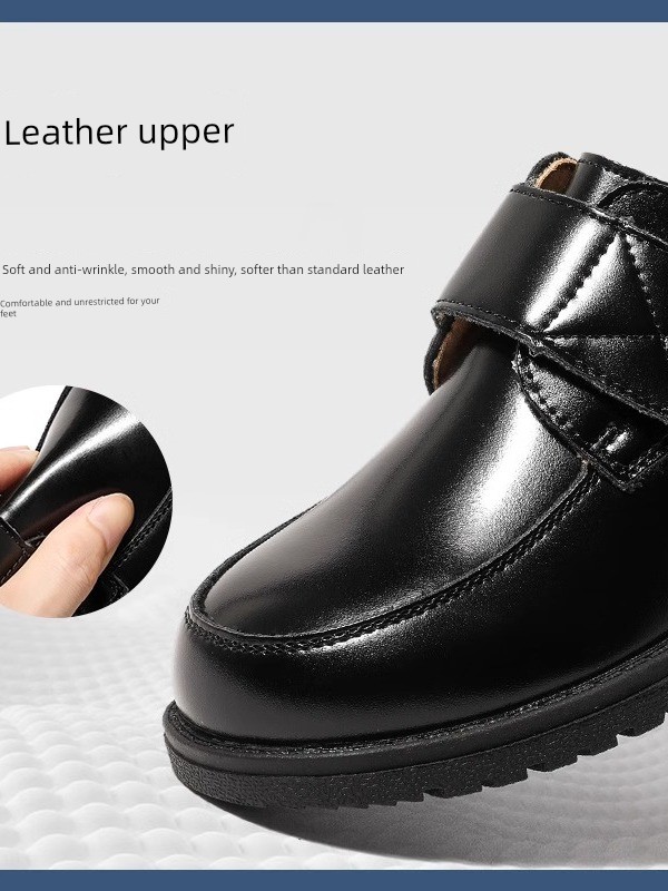 Boys' Leather Shoes 2026 Spring and Autumn New Style Black British Performance Shoes Single Shoes Soft Sole Children's Student Performance Shoes — 3