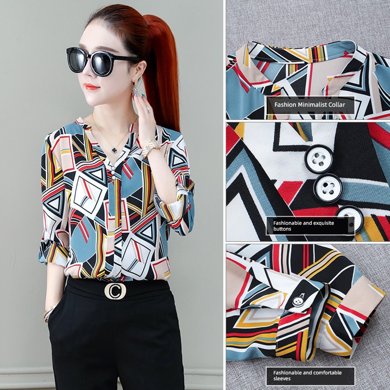 Stylish and versatile Long sleeve jacket Women Chiffon shirt
