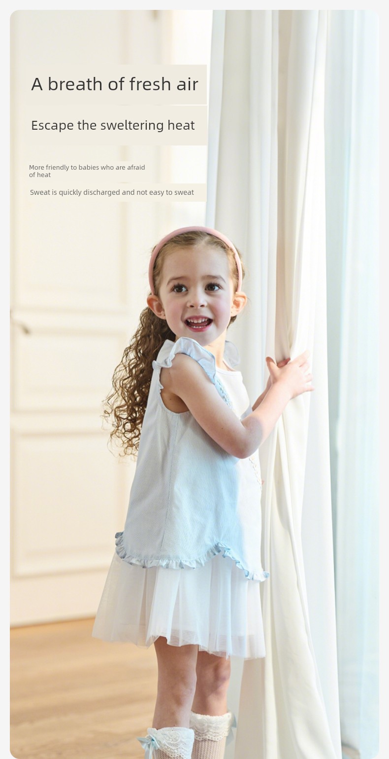David Bella Girls' Summer Dress New Style Lyocell Cool Gauze Skirt Blue Princess Dress Baby Girl Dress — 9