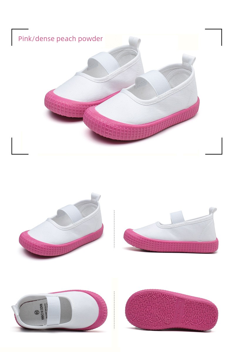 Kindergarten Indoor Shoes for Boys, Lightweight Canvas Shoes, Non-Slip Toddler Shoes, White Shoes for Entering School, 2026 New Model — 18