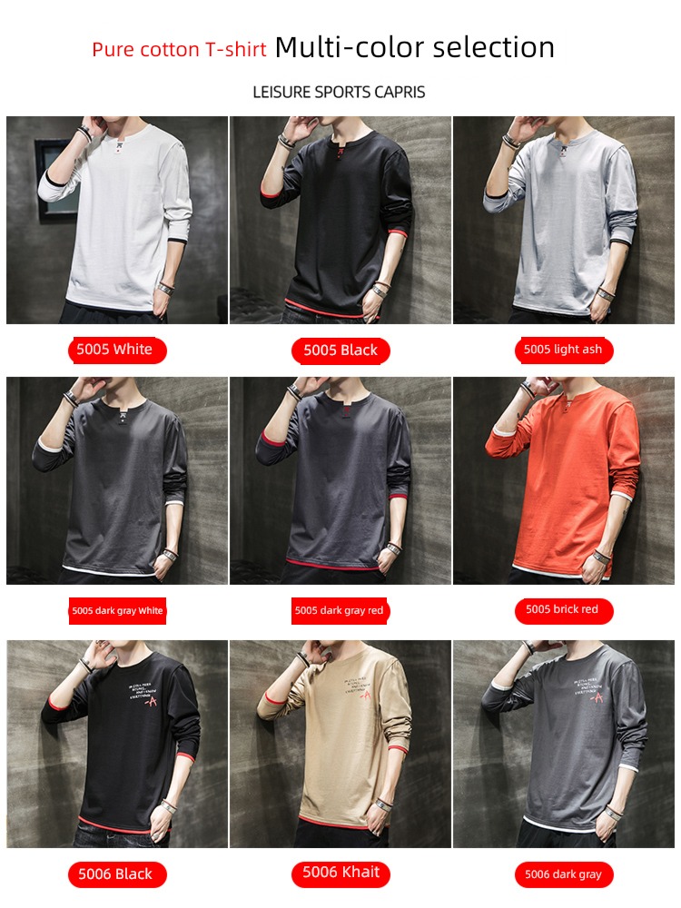 man Korean version trend pure cotton Undershirt Long sleeve T-shirt