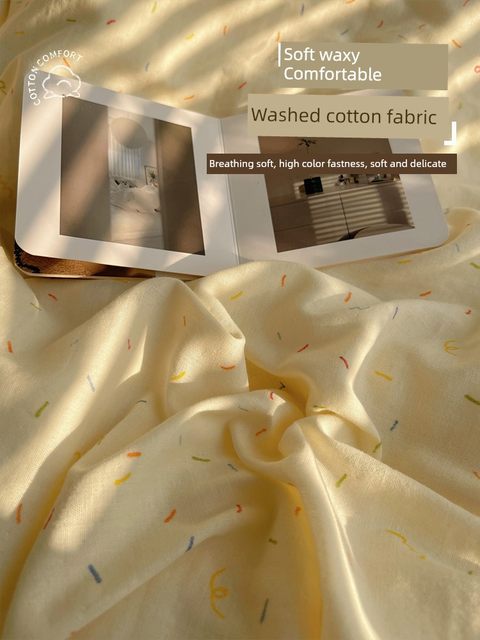 Four-piece bed set 2025 new spring and summer wash quilt cover bed sheet dormitory three-piece set non-soft cotton pure cotton bedding