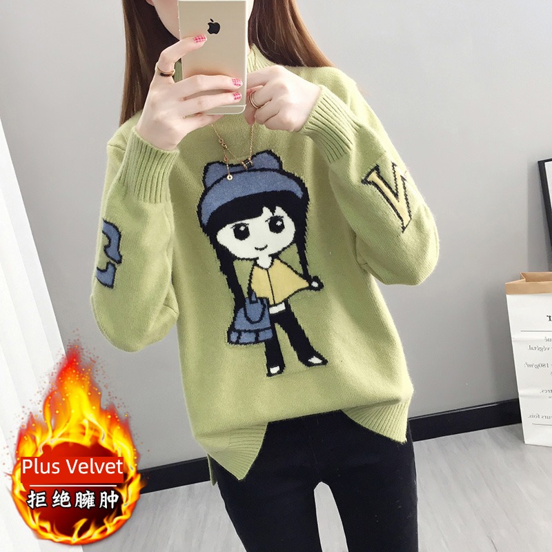 Autumn and winter Half high collar easy Wear out knitting sweater