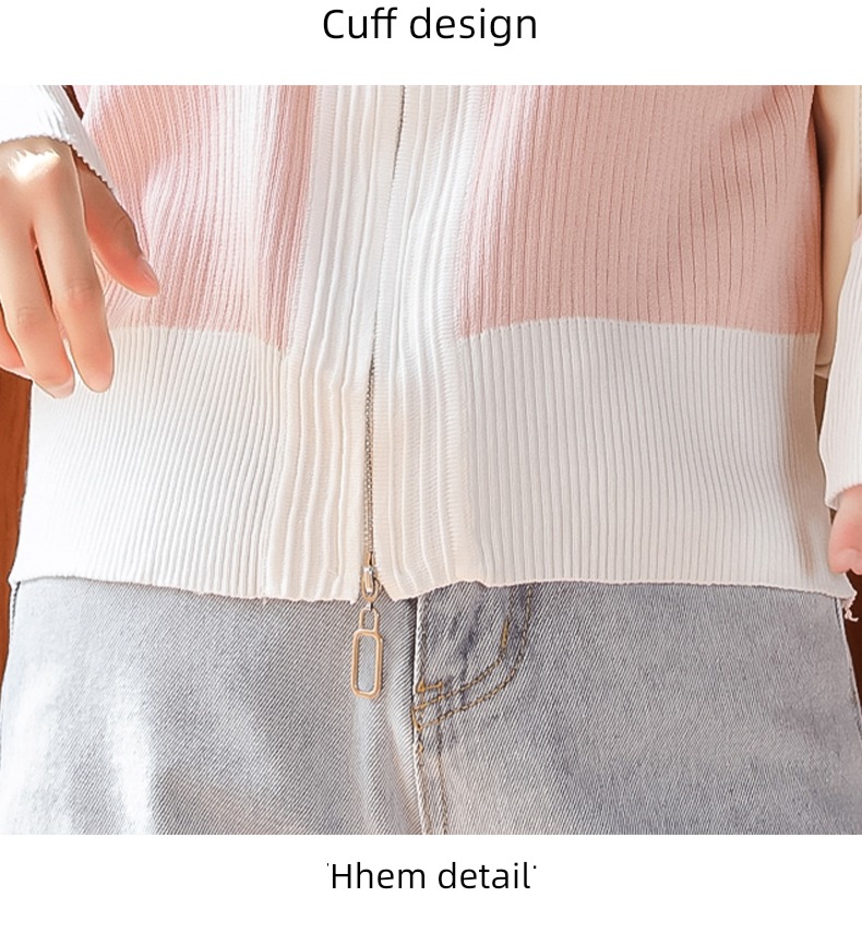 Little fragrance Pachachi Color matching fashion V-neck jacket