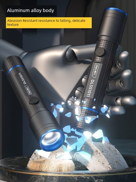 Deli Tools Rechargeable Flashlight LED Home Portable Outdoor Emergency Light Small Long-range High Light