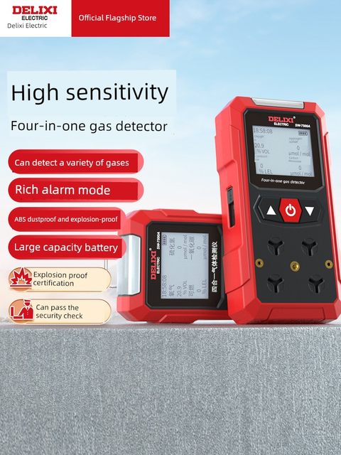 Delixi Electric Four-in-One Gas Detector Combustible Gas Halogen Oxygen Carbon Dioxide Gas Leakage Detector