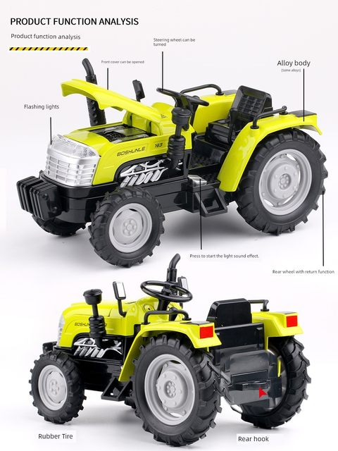 Tractor children's toys little boy alloy simulation model farm harvester transportation engineering vehicle car decoration