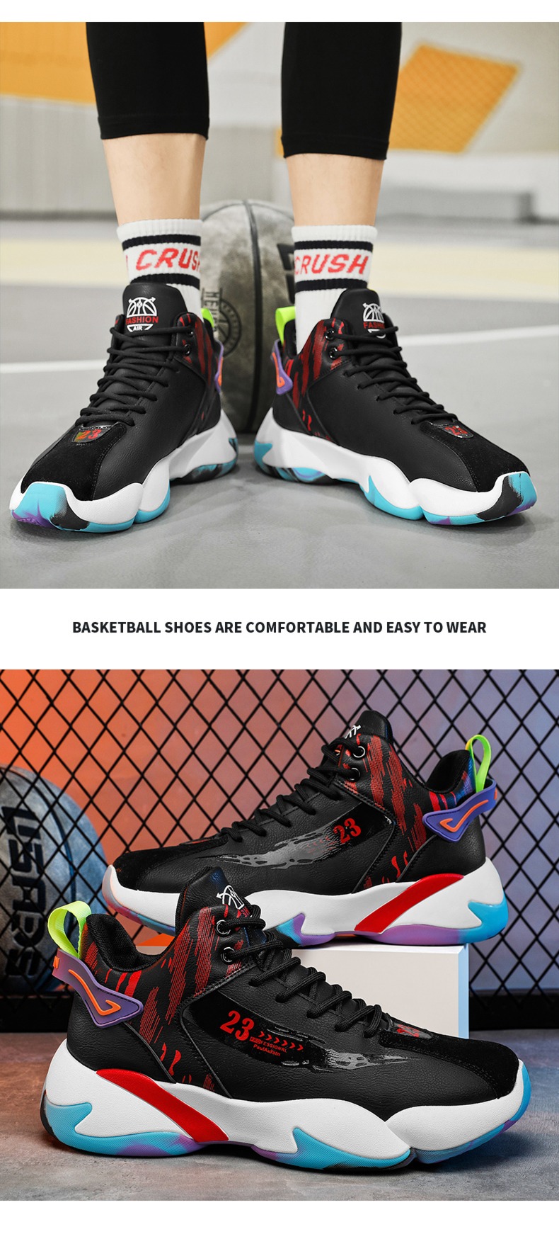 Thick bottom Autumn and winter leisure time Physical education students Basketball Men's Shoes