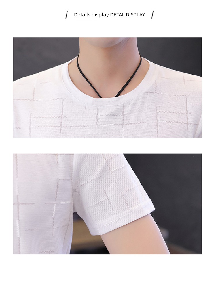 man quick-drying lattice Ice feeling Body Short sleeve T-shirt