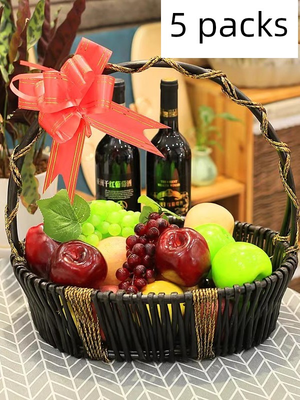 Fruit Basket Woven Basket Gift Basket Square Fruit Basket Rattan Fruit Basket Fruit Packaging Basket