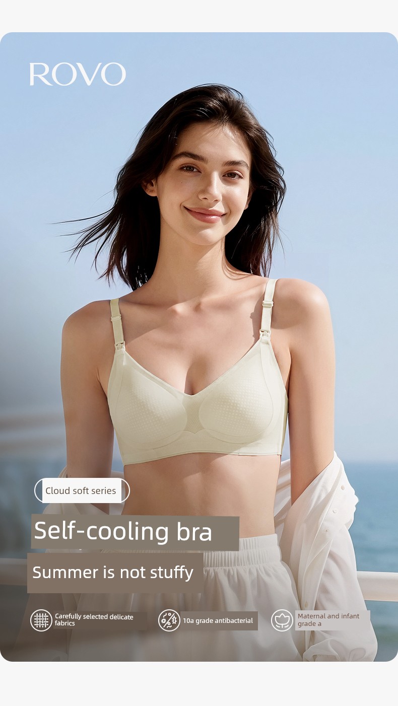 Rovo Maternity Nursing Bra, Summer Thin Style, Anti-Sagging, Specially Designed for Breastfeeding, 2026 Ultra-Thin Sleep-Wearable Bra — 2