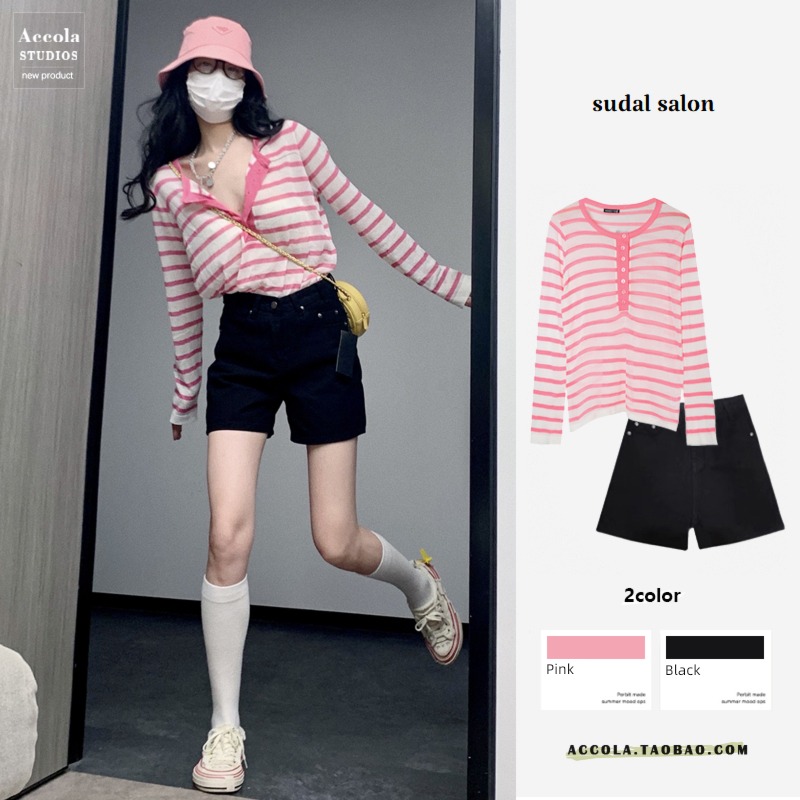 Foreign style spring and autumn Cool girl Cool and cute Denim shorts