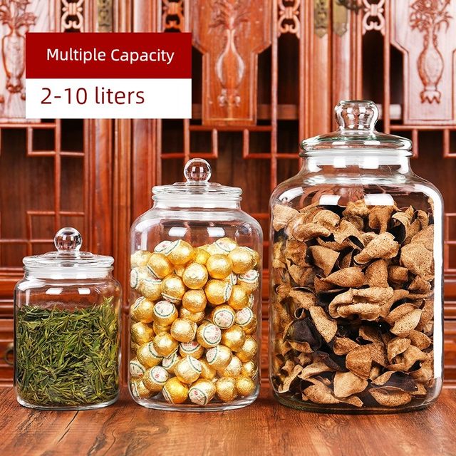 Glass sealed jar commercial tangerine peel tea storage tank large food grade transparent moisture-proof grain storage tank