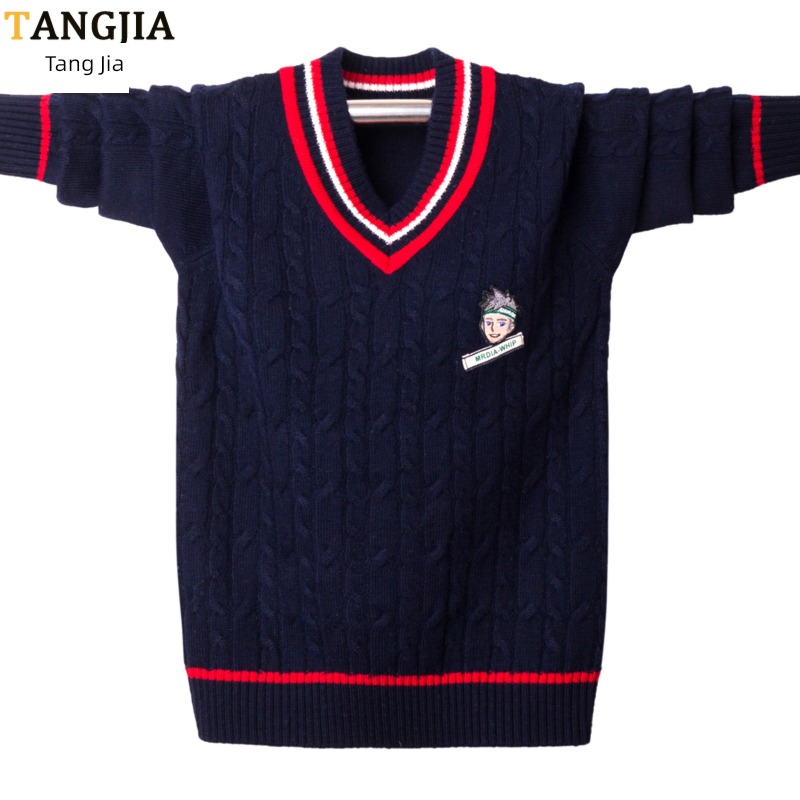 schoolboy V-neck Thickened section teenagers college cardigan