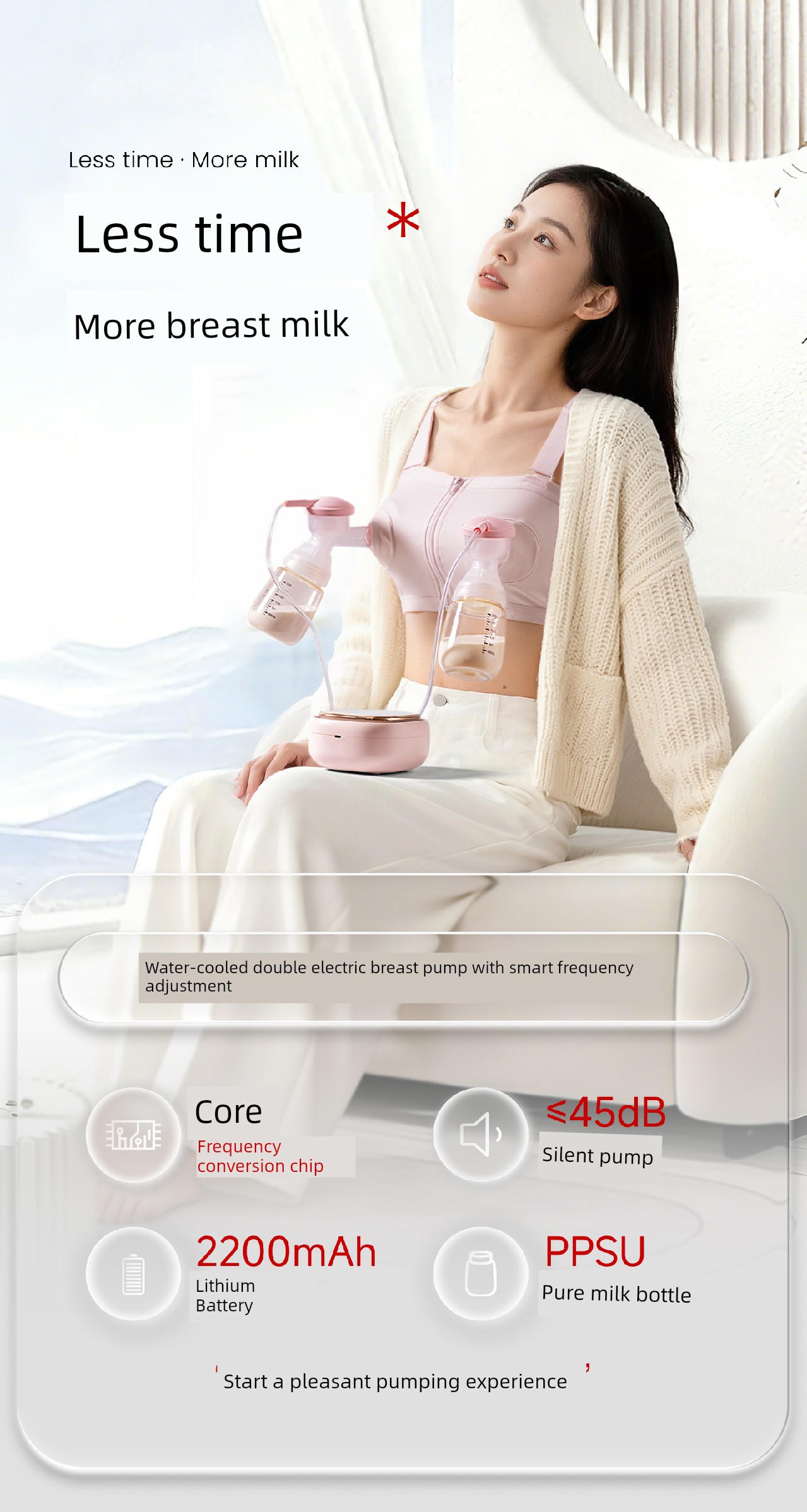 Xinbei Double-Sided Electric Breast Pump, Painless, Portable, Intelligent Frequency Conversion, Silent, Genuine, Fully Automatic, High Suction Power — 2