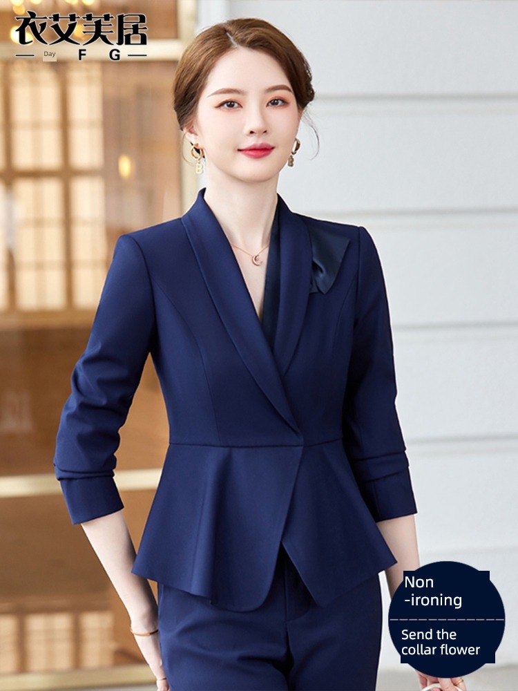 black suit loose coat ma'am Autumn and winter 2022 new pattern manager formal wear jacket temperament Occupation suit coverall