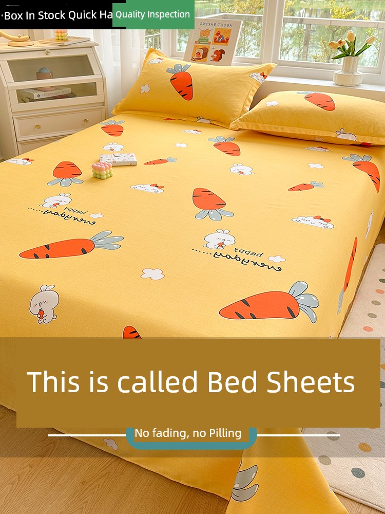 Washed Cotton Bed Sheet Single Piece All Year Round Neutral Dormitory Sheets 180 X200 Non-Cotton 100 All Cotton Coverlet Three-Piece Set