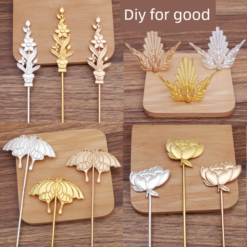 Cloisonné Filigree Enamel DIY Material Kit, Ancient Style Han Clothing Accessories, New Hairpin, Intangible Cultural Heritage Handmade Gift