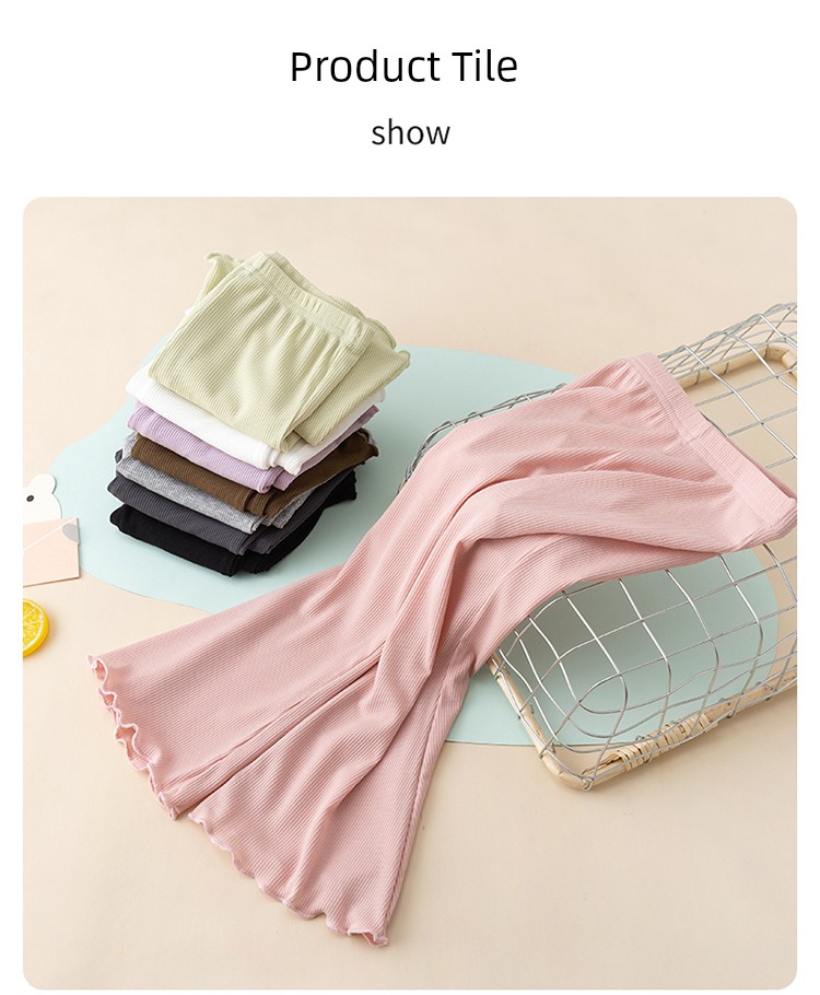 Category a Girls' Flared Pants, Summer Thin Leggings, Black Children's Cropped Pants, Modal Baby Flared Pants, White — 14