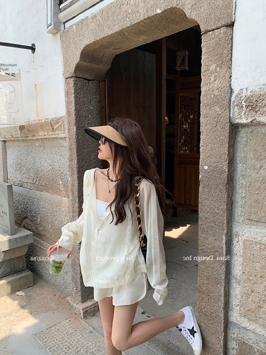 Internet celebrity Languid Solid color Tencel Thin money Sunscreen suit