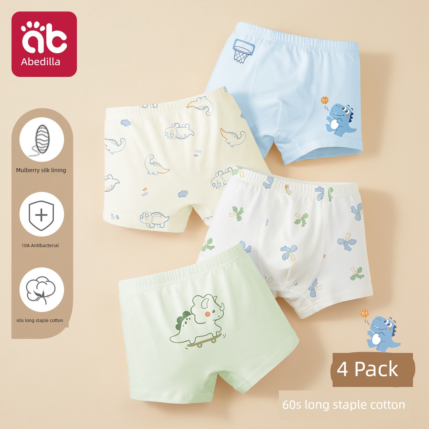 [100% Cotton] Boys' Underwear, Kidsren's Pure Cotton Boxer Shorts, Baby Boys, Kids, All Cotton — 4