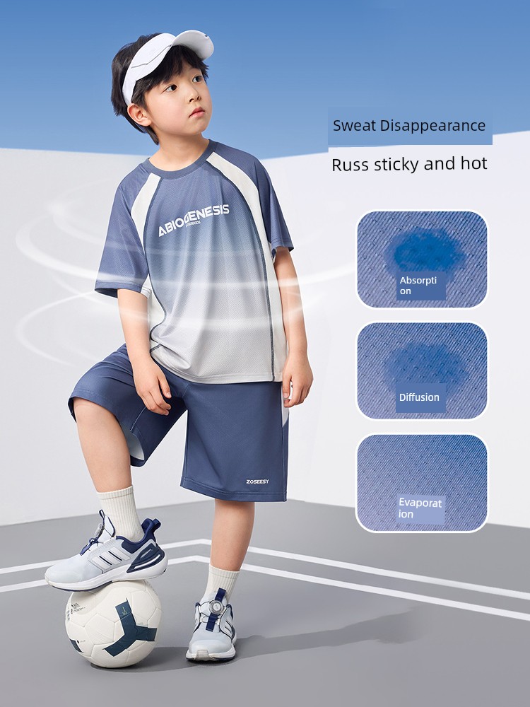Zuoxi Kidsren's Clothing Boys' Suit Summer Quick-Drying Sports Short-Sleeved 2026 New Kidsren's Basketball Uniform Two-Piece Summer Suit — 4