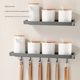 Gun grey wall-mounted folding kitchen storage rack hanging rod space aluminum hanger storage rack condiment rack no hole punch