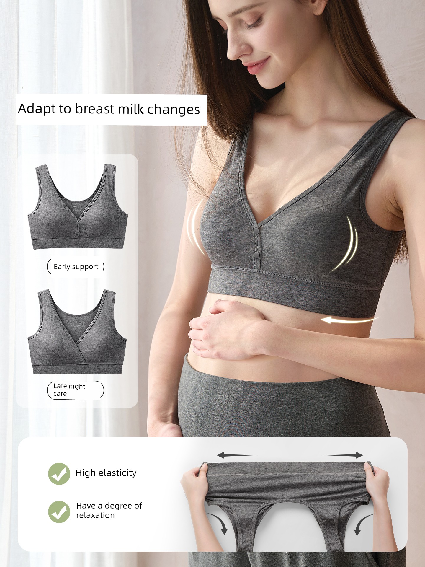 Yatmao Tianzhu Sleep Nursing Bra for Pregnancy and Postpartum, Front-Opening Vest-Style Maternity Bra for Women — 2