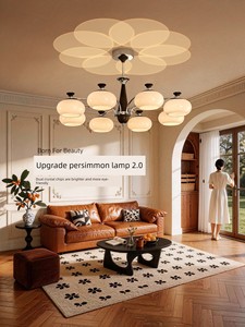 Aoduo Mid-Century Style Living Room Chandelier Persimmon Lamp 2026 New Retro Designer Ultra-Bright High-End Hall Lightin
