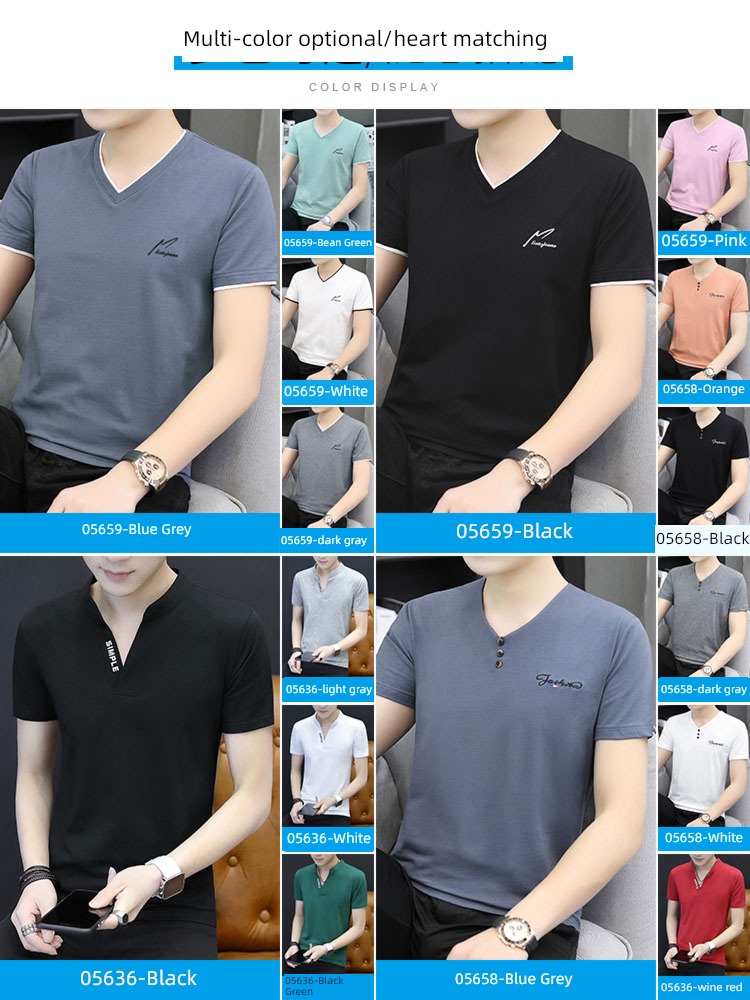 NGGGN man V-neck Thin money Put on your clothes Short sleeve T-shirt