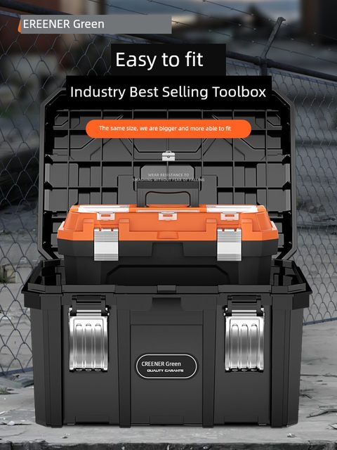 Green Forest Multifunctional Electric Hardware Tool Storage Box Stacking Woodworking Toolbox Industrial Grade Extra Large Large Capacity