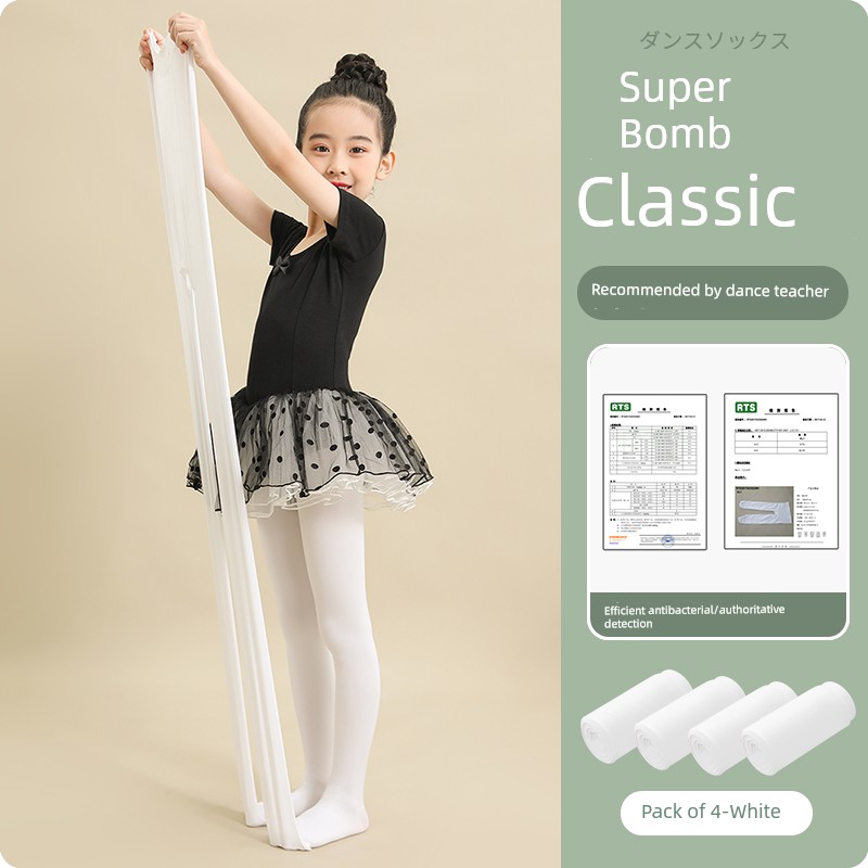 White Leggings Fleece-lined Spring and Autumn Thin Dance Pantyhose — 1