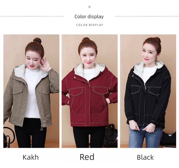 loose coat female Retro Hong Kong flavor cotton work clothes Jacket lamb