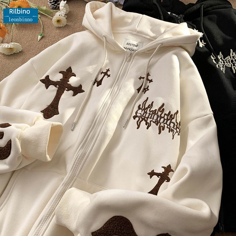 vintage Hooded winter Embroidery easy Cardigan