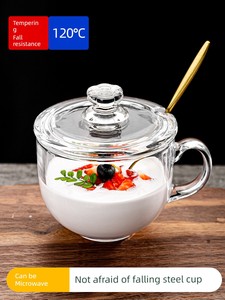 Large Capacity Brewing Oatmeal Bowl Glass with Lid