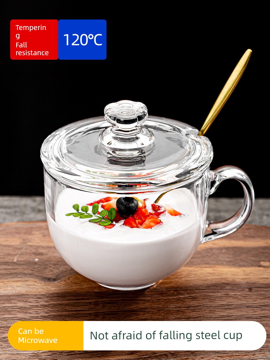 Large Capacity Brewing Oatmeal Bowl Glass with Lid