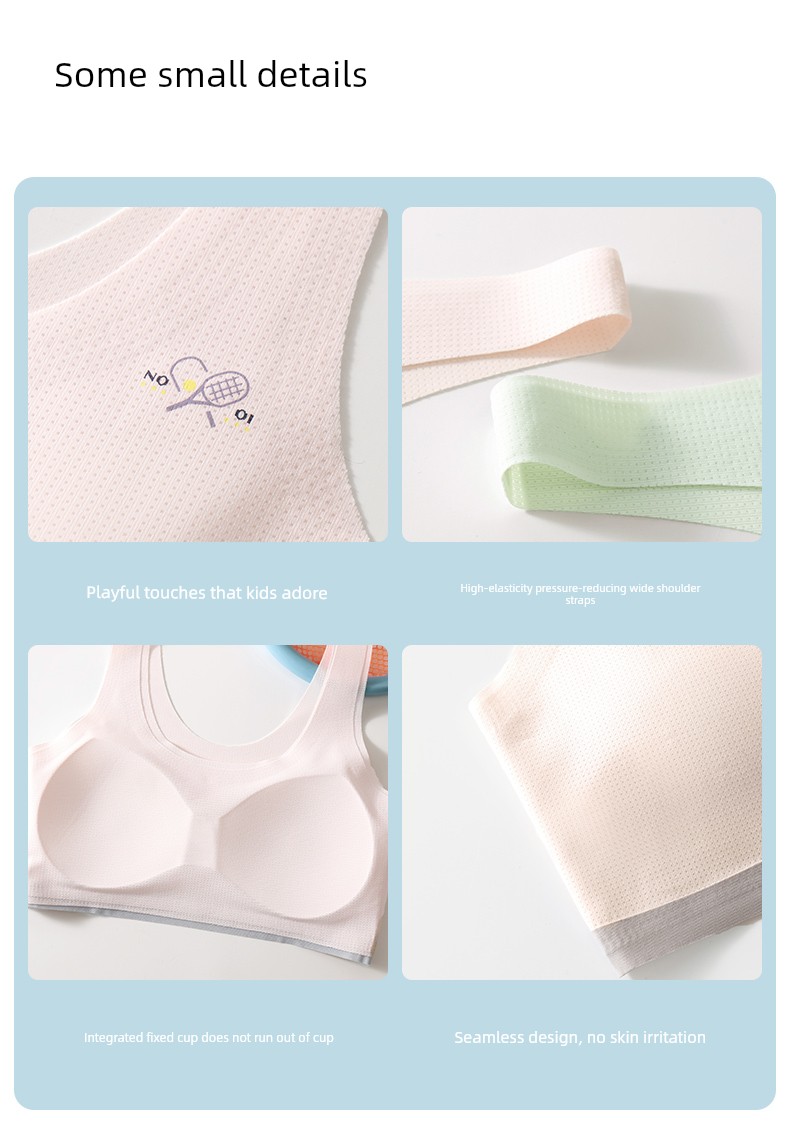 Nanjiren Fixed-Cup Girls' Underwear for Development Period, Student Bras for 8-16 Years Old Adolescent Girls, Breathable Small Vest — 20