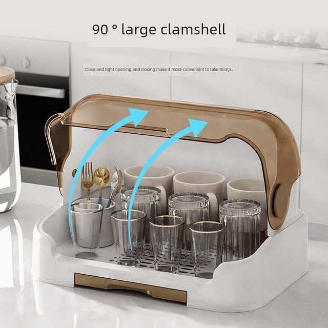 Desktop cup storage rack water cup storage box dustproof glass cup tea cup tray drain cup rack cup holder