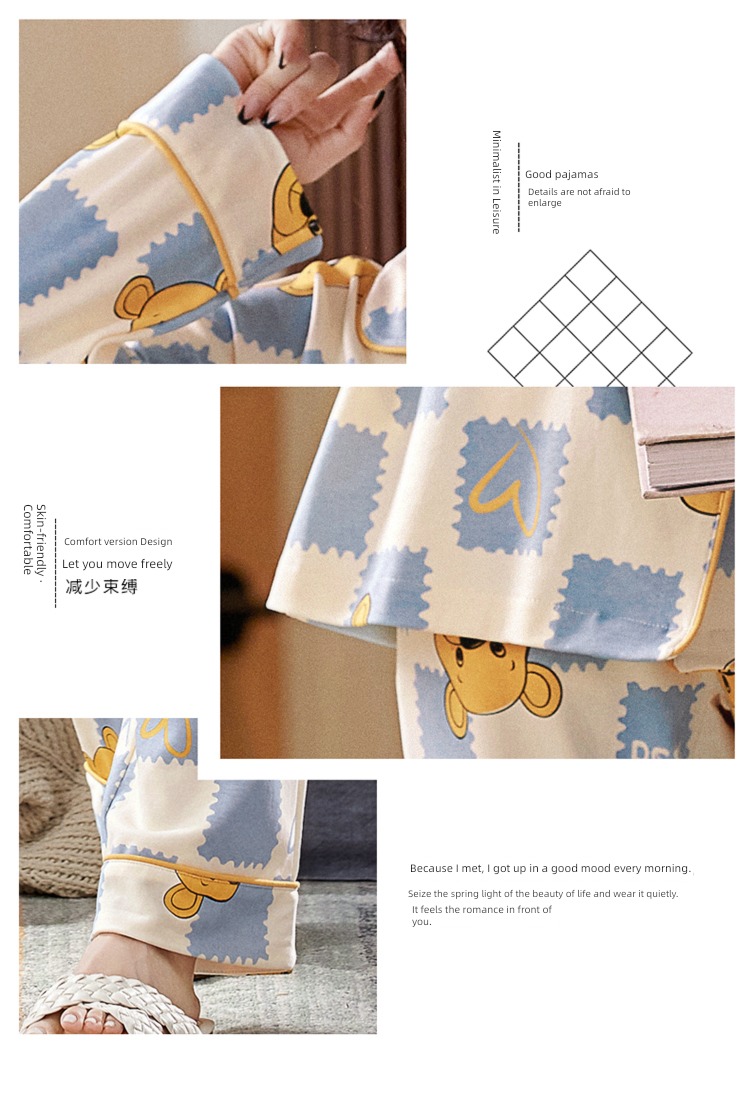 Spring and Autumn pure cotton Han Fan Cartoon female lovers pajamas