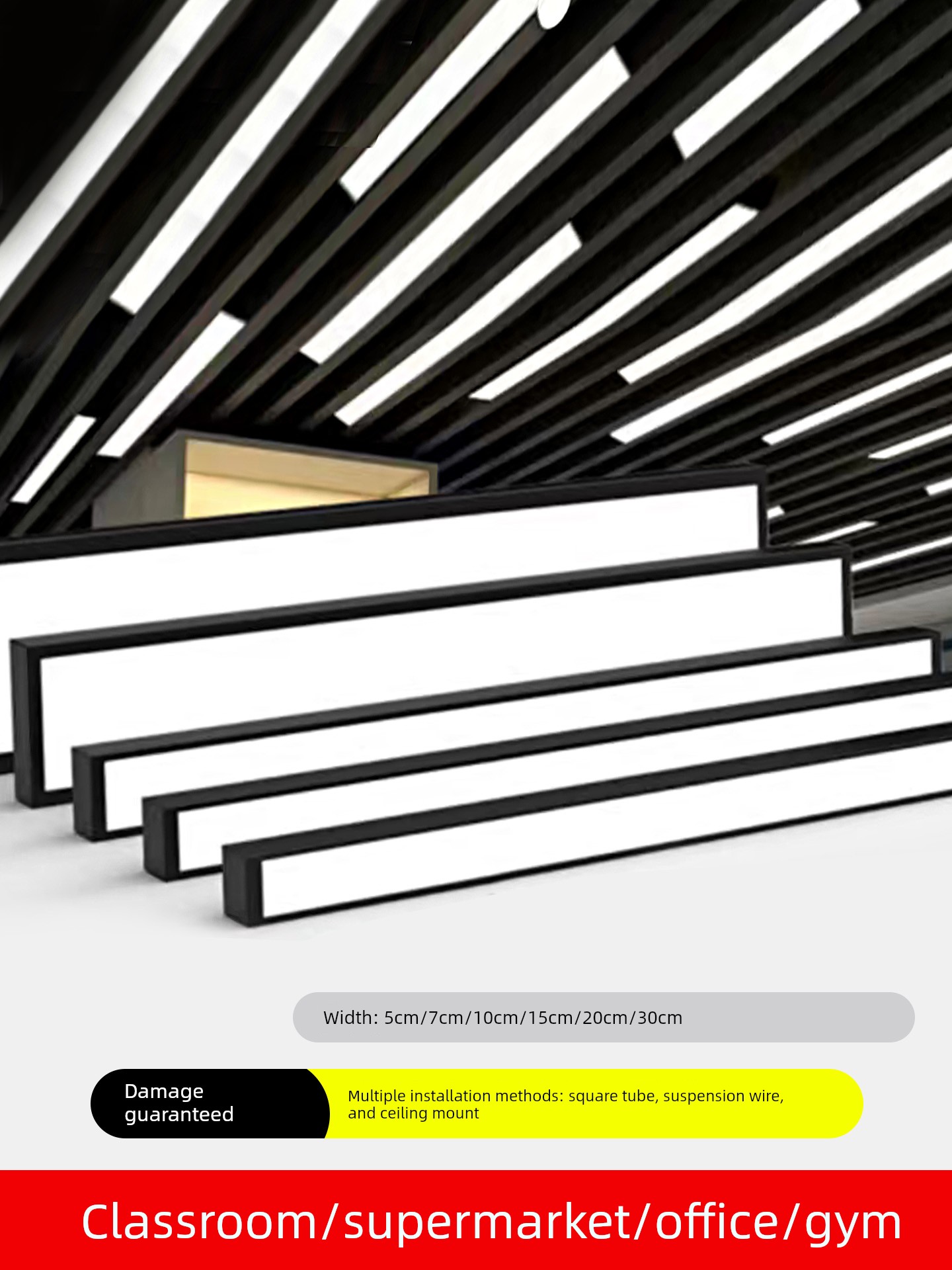 Led Strip Light Office Pendant Light Aluminum Channel Special Ultra-Bright Classroom Supermarket Barber Shop Lighting Commercial Use
